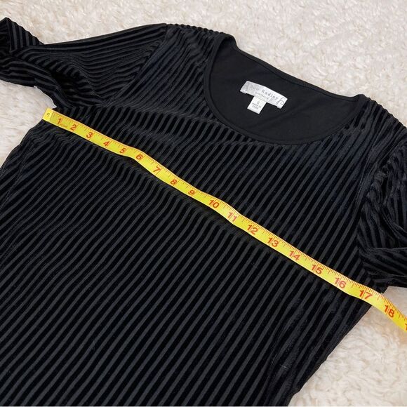 Boo Radley Australia Black Velvet Striped Long Sleeve Blouse Small - Picture 9 of 9